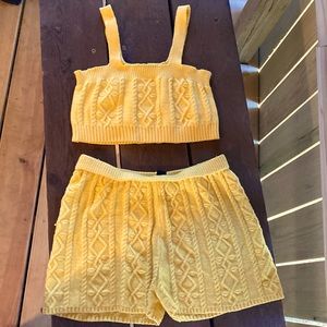 Brand is SHEIN , top size large , short size large , color yellow